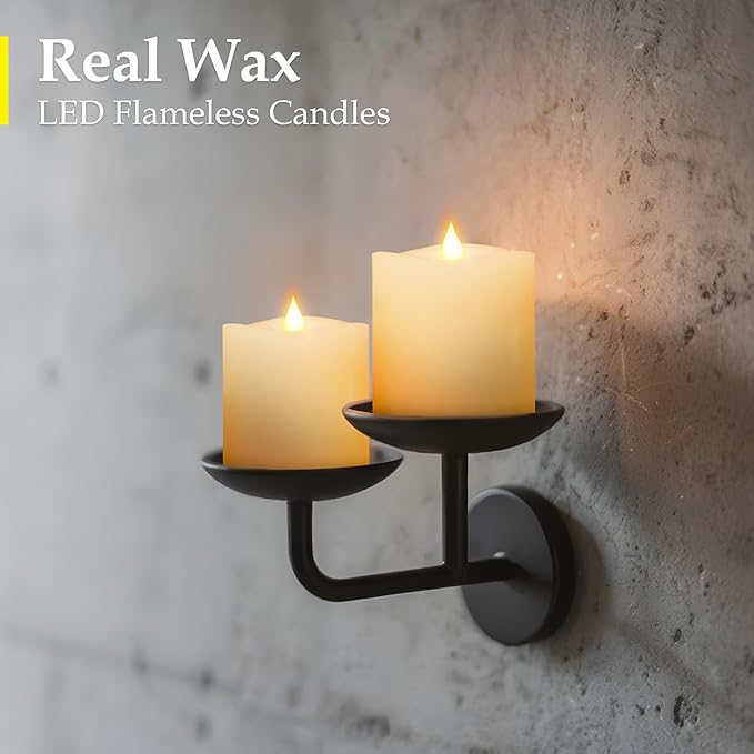 3x3 Flameless Candles with Remote & Timer - Battery Operated LED Pillar Candles, 600-Hour Long-Lasting, Flickering Effect for Valentine's Day, Indoor/Outdoor Decor (Ivory, 3x3 Inch, 2 Pack)
