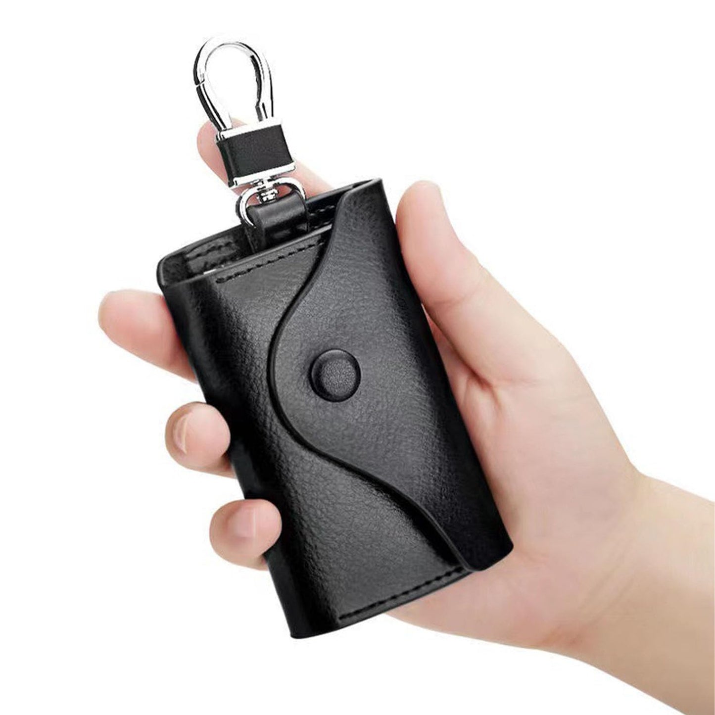 FAYZSOWSR Keys Holder, Leather Men Wrap 8 Keys Position Key Holder Genuine Leather Key Case Metal Clasp Key Case for Cards (Brown)