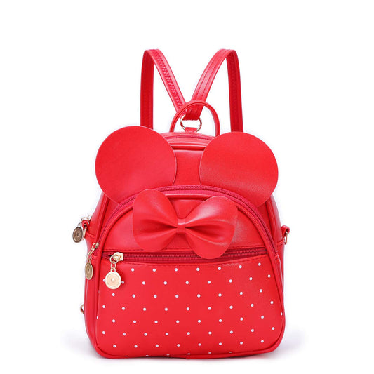 KL928 Girls Mini Backpack Bowknot Polka Dot Cute Small Daypacks Convertible Shoulder Bag Purse for Women