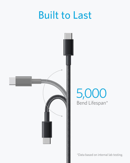 Anker USB C to USB C Cable, Type-C 60W Fast Charging Cable (6FT, 2Pack) for iPhone 16 Series, iPad mini 6 and More (Black)