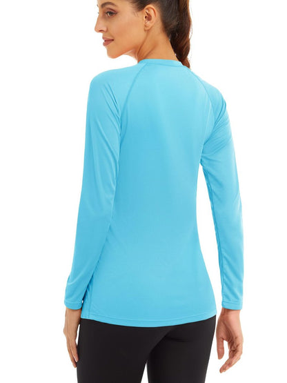 MAGCOMSEN Women UV Shirt Women Shirts Long Sleeve Workout T Shirts for Women Running Shirts for Women Summer Shirts Gym Shirts for Women Ice Blue