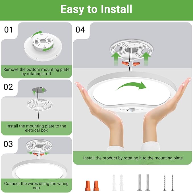 zemty 9inch 18W Motion Sensor Ceiling Light Wired, 3 Sensing Modes Motion Activated Closet Lights White, 3000K/4000K/6500K Waterproof LED Ceiling Lamp for Pantry Closet Shower Hallway-1Pack
