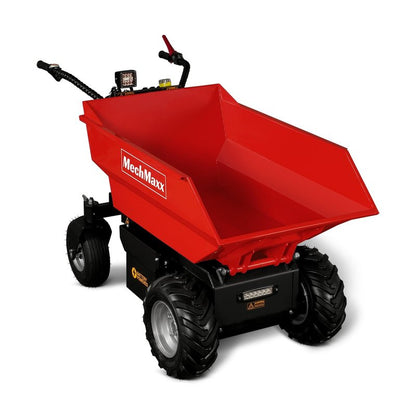 MechMaxx 1100Lb Loading 48V Battery Powered Wheel Barrow Electric Dumper Cart with 30W Light, Hydraulic Tipping, 1000W Brushless DC Motor, LED Display Screen, Model EH50 Red