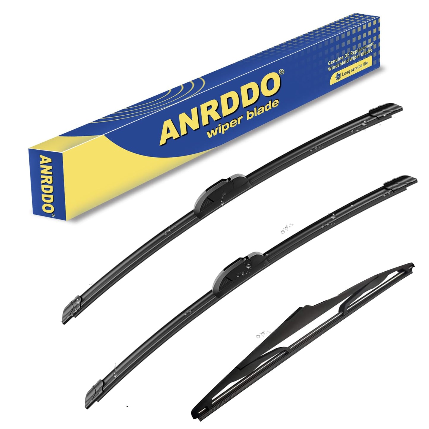3 Wipers Factory Replacement For 2008-2018 Jeep Wrangler JK 2007 2008 2009 2010-2017 Jeep Wrangler Original Equipment Windshield Wiper Blades Set 15"+15"+13" (Set of 3) U/J HOOK