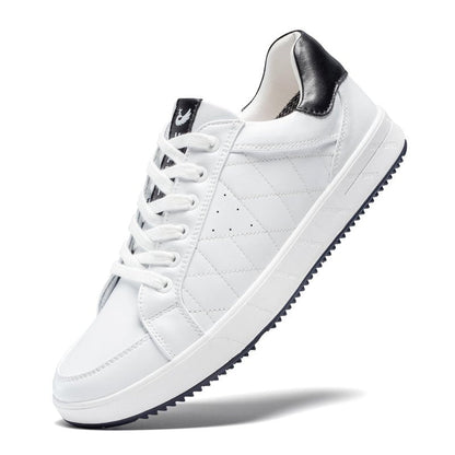 U.Ofeiy Men's Fashion Sneakers Slip On Shoes Leather Low Top Lightweight Comfort Lace Up Walking Shoes for Male White 11.5