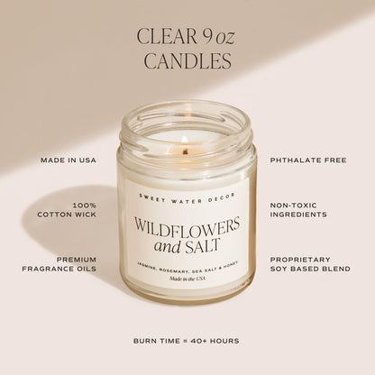 Sweet Water Decor Hello Fall Candle - Cinnamon Apples & Clove Autumn Fall Scented Candle for Home Decor - 100% Cotton Wick Soy Wax Candles with 40 Hour Burn Time - Made in The USA - 9oz Clear Jar