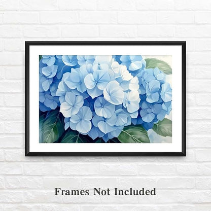 Yesad Blue Hydrangea Pictures, Floral Wall Art Flower Canvas Wall Art Botanical Prints Posters Rustic Wall Décor for Living Room Bedroom Kitchen Farmhouse Wall Décor (Unframed,12"x8",Hydrangea1)