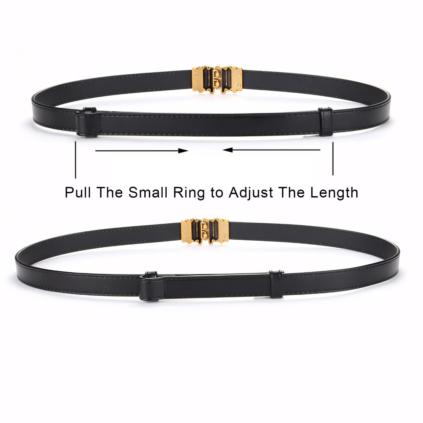 MoYoTo Women's 100% Genuine Leather Retro Vintage Skinny Belts Fashion Designer Buckle Waist Belt (Black)