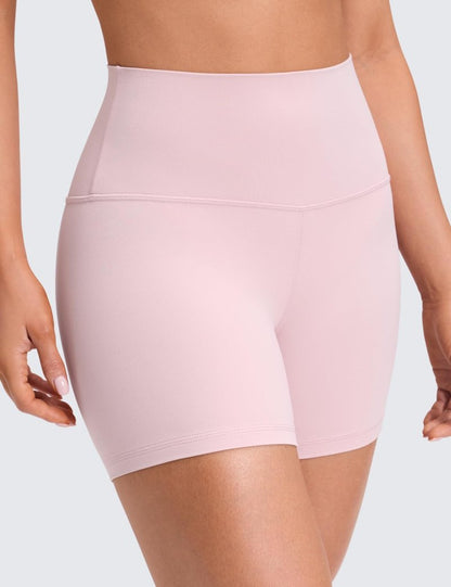 CRZ YOGA Butterluxe Biker Shorts 4'' - High Waisted Booty Workout Volleyball Yoga Womens Spandex Pink Haze Medium