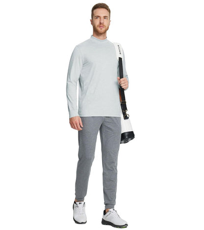 M MAELREG Long Sleeve T Shirts Men Basic Mock Neck Undershirt Shirt Pullover Tops Thermal Turtleneck Sweater Men Light Grey Heather