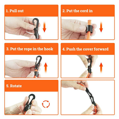 Kayak Deck Rigging Kit 1/4" 9.8' Bungee Cord with 6 D Rings& 4 J Hooks Tie Down Hooks& 4 Bungee Shock Cord Hooks,Tie Down Kayak Deck Line Repair Replacement Parts for Kayak Boat Canoe Accessory-Orange