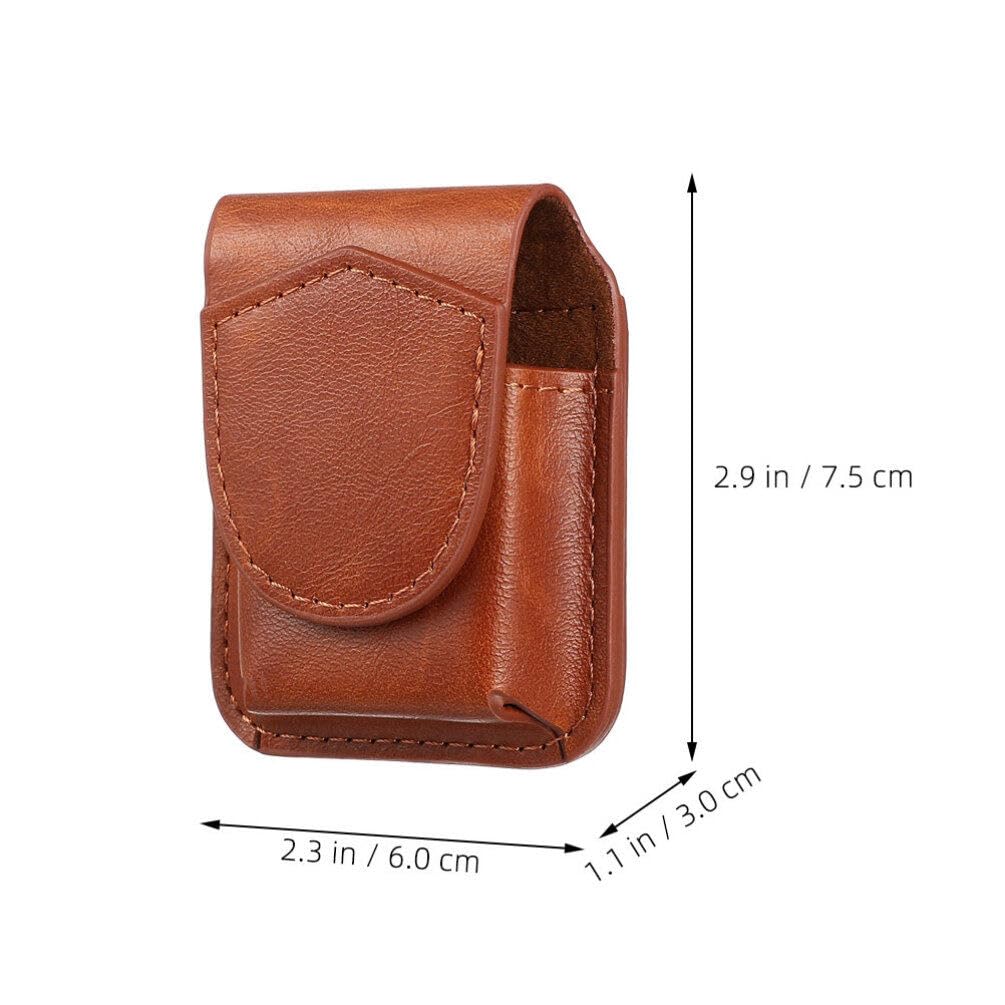 iplusmile Leather Lighter Case 2 Pack Cigarette Lighter Protective Sleeve Portable Storage Cover with Magnetic Buckle Compact 2.95X2.36X1.18In for Men