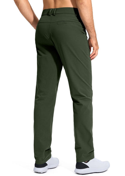 Pudolla Men's Golf Pants Work Dress Comfy Pants Casual Slacks Trousers with Pockets(Army Green 28Wx30L)