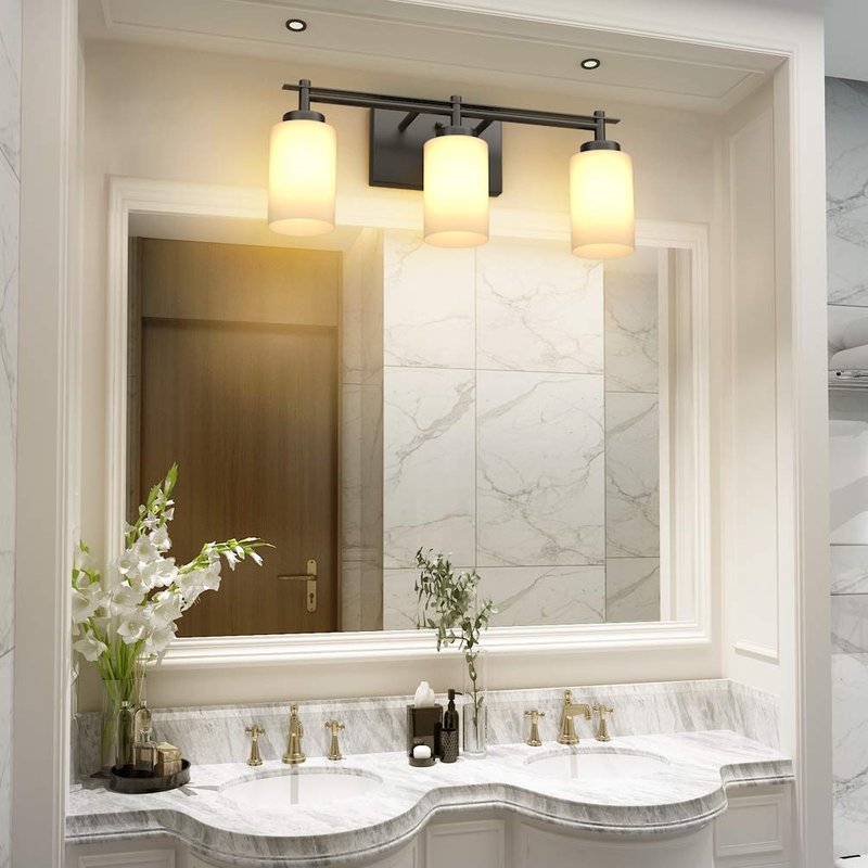 Aipsun Black Vintage Vanity Light, Bathroom Vanity Lighting Fixtures Industrial Vanity Light for Bathroom Black Wall Light Over Mirror(Exclude Bulb)