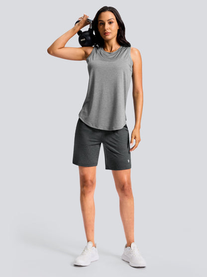SANTINY Women's 7"/9" Bermuda Long Shorts Lightweight High Waisted Walking Casual Running Workout Athletic Short with Pockets (Charcoal_L7_L)