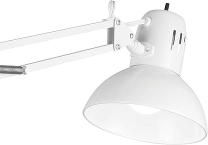 GLOBE Electric 52847 31.5 Inch Swing Arm Clamp-On White Desk Lamp with Nickel Accents, On/Off Rotary Switch, Book Reading Light, Home Essentials, Office Décor, LED Bulb Compatible (Pack of 6)