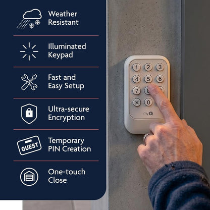 Chamberlain Genuine myQ Garage Door Opener Keypad – Wireless Exterior Keyless Entry, Secure Pin Access, Weather Resistant – Works with Chamberlain, LiftMaster & Craftsman Openers