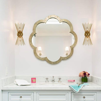 YUBOLE Brass 2-Light Vanity Light Mid-Century Modern Starburst Wall Sconce Lamp Sunburst Sconce Art Decor
