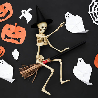 WODMAZ 5 Packs Halloween Skeletons, 16" Halloween Full Body Skeleton with Posable Joints for Haunted House Graveyard Props Decor
