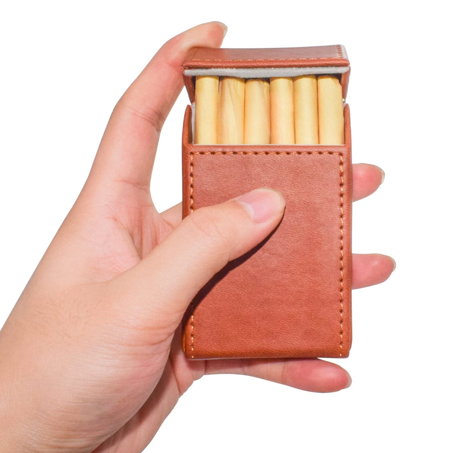 Leather Cigarette Case,King Size Prerolled Cone Holder,Waterproof Airtight Smell Proof Container,Carrying Case for Traveling