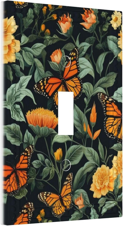 Butterflies Flower Garden Light Switch Covers 1 Gang Single Toggle Wall Plate Decorative Switchcover Electrical Switchplate for Country Living Decor