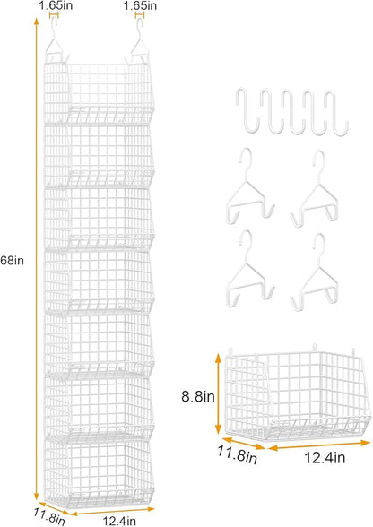 7 Tier Hanging Closet Organizer and Storage, Foldable Wire Closet Shelving