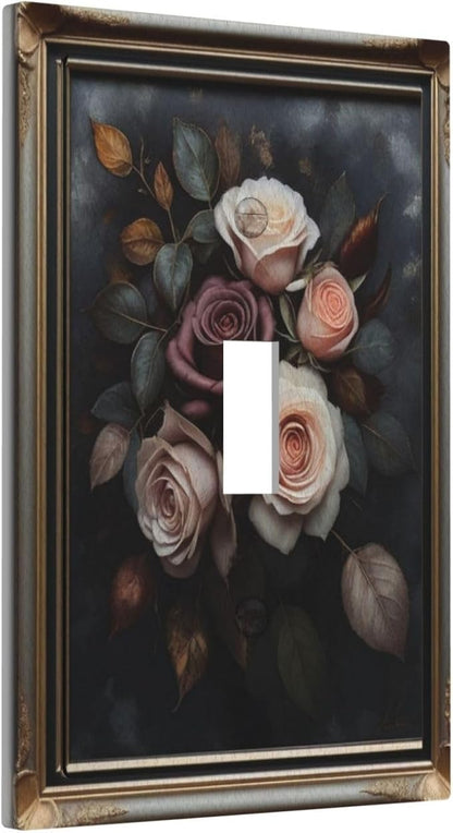 Decorative Art Light Switch Covers Elegant Rose Bouquet Art Single Toggle Wall Plate Decorative Switchcover Electrical Switchplate for Home Decor