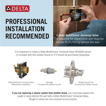 Delta Saylor 17 Series Brushed Gold Dual-Function Shower Faucet Set with In2ition 2-in-1 Dual Shower Head with HandHeld Spray Combo, Valve Trim Kit, Champagne Bronze T17235-CZ-I (Valve Not Included)
