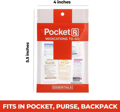 Pocket RX Business Mini Travel Medicine Kit – TSA-Approved First Aid Pouch with 14 Essential OTC Medications for Headache, Pain, Allergy, Upset Stomach & More – Compact, USA Made