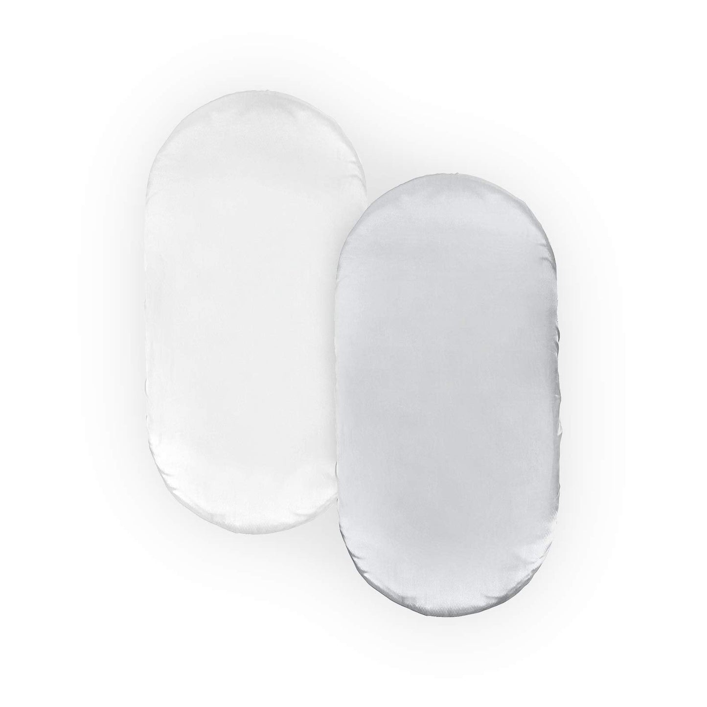 Pro Goleem Satin Bassinet Sheet 2 Pack Great for Baby Hair Soft Silk Feeling Sheet for Cradle or Bassinet Pad＆Mattress for Boys and Girls Gift for Newborn and Infant White and Gray