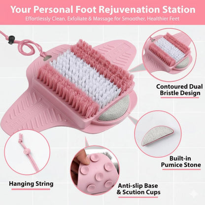 Efforest Shower Foot Scrubber Mat with Pumice Stone - Cleans, Smooths & Removes Dead Skin on Foot Without Bending, Foot Callus Remover with Non-Slip Suction Cups, Foot Scraper for Shower & Bathtub