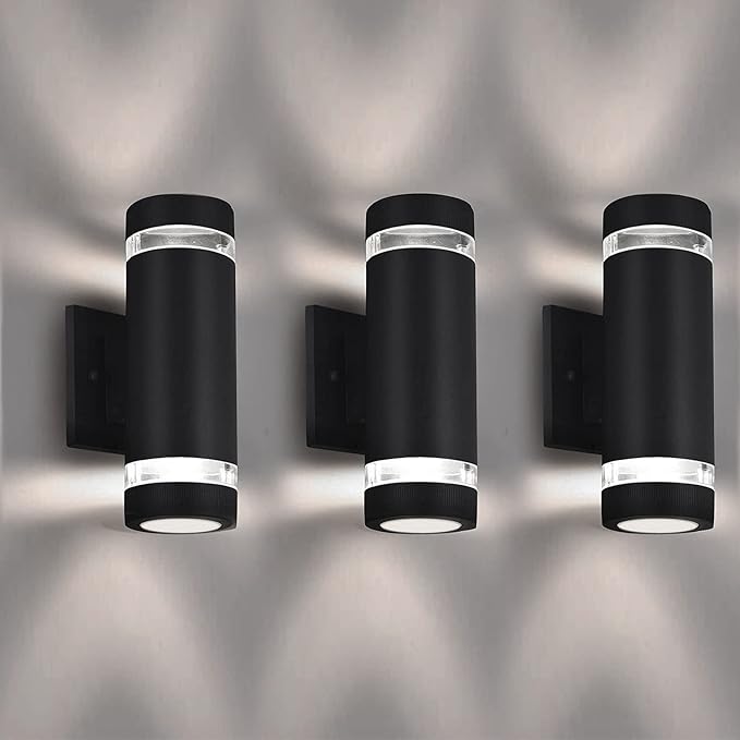 Outdoor Wall Sconce Exterior Lighting Fixture - ETL Listed,Aluminum Waterproof Wall Mount Cylinder Design - Up Down Light Fixture for Porch, Garage and Patio