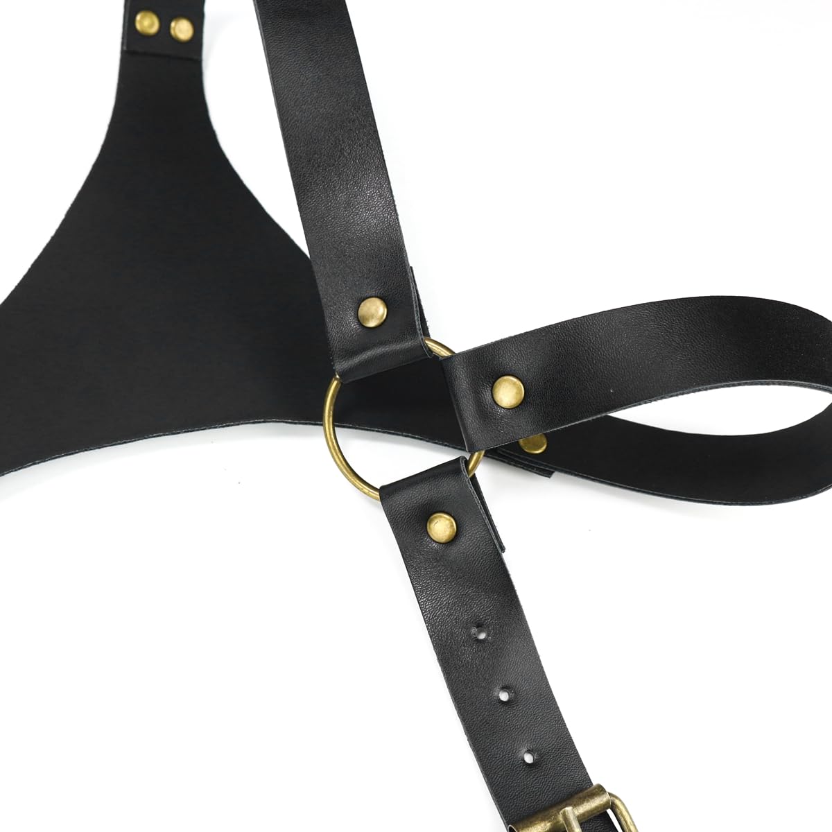 BaronHong PU Leather Renaissance Suspenders,Vintage Men's Back Support Harness,Metal Hooks for Men,Steampunk,Handmade(black,M)
