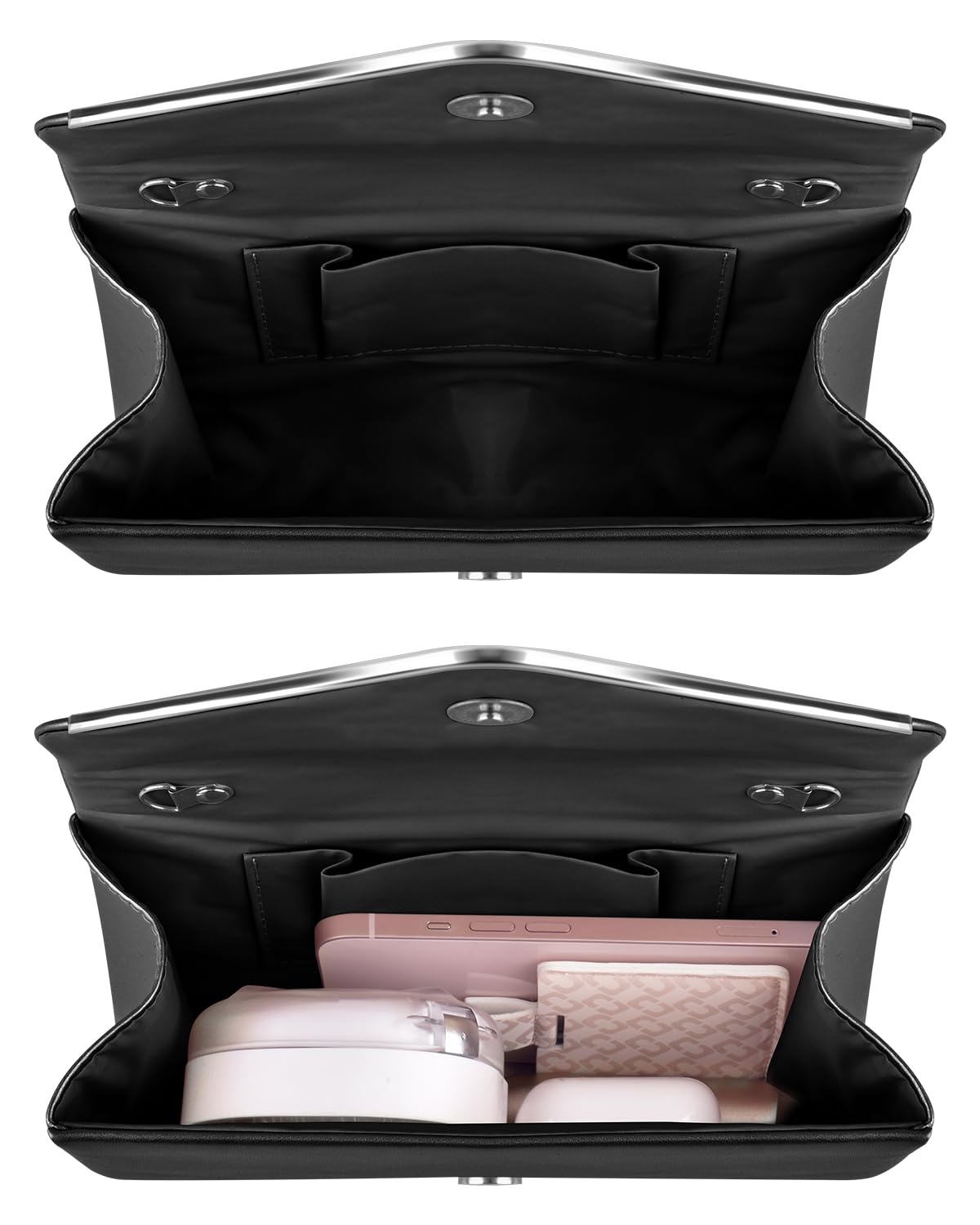 TINDTOP Clutch Purses for Women, PU Leather Formal Evening Bags Shoulder Party Handbags Wedding Cocktail Prom Clutches (Black)