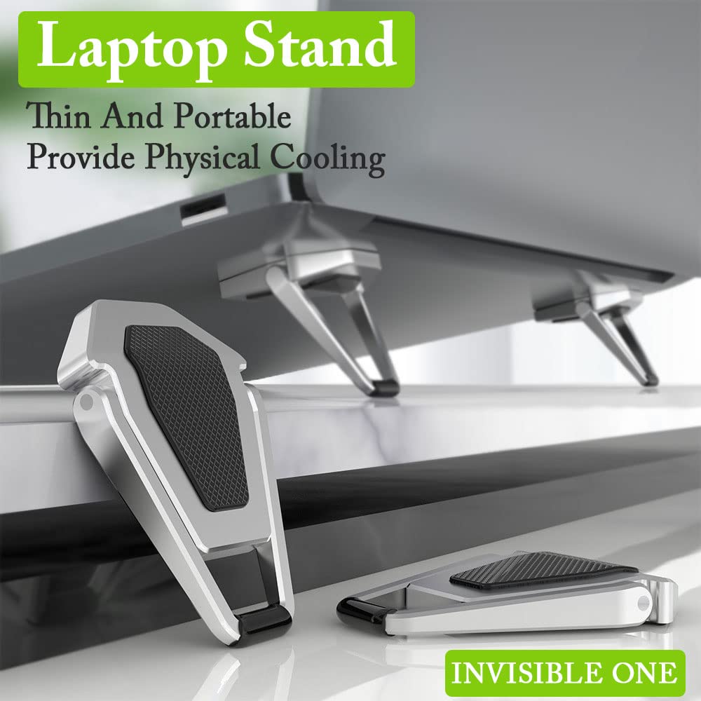 Portable Invisible Laptop Stand, Mini Aluminum Cooling Pad,Computer Keyboard Mount Kickstand,Ergonomic Lightweight Laptop Desk Stand (1pack（2pcs）)