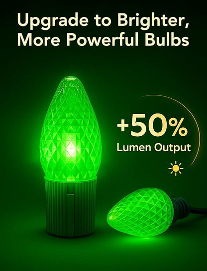Smart Christmas Lights C9 Outdoor,66FT 100LEDs,App Remote Controlled RGB Chasing String Lights with DIY & Timer,108 Modes, Music Sync,Waterproof for Tree,Garden,Holiday Display,Halloween Lights