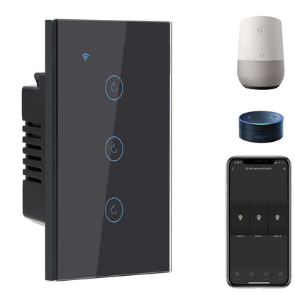 BSEED Smart Light Switch,1 Gang WiFi Touch Switch with Smart Life APP Control and Timing Function,Black Single Pole Switches Work with Amazon Alexa,Google Assistant -(3 Way) Multi-Control Association