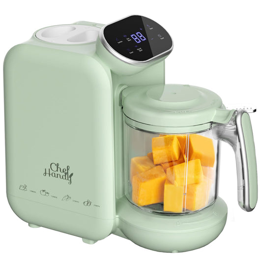 Baby Food Maker, 5 in 1 Baby Food Processor with Steaming Basket, Auto Cooking & Grinding, Touch Screen Control, Baby Steamer and Blender, Baby Food Puree Maker Warmer Mills Machine (Green)