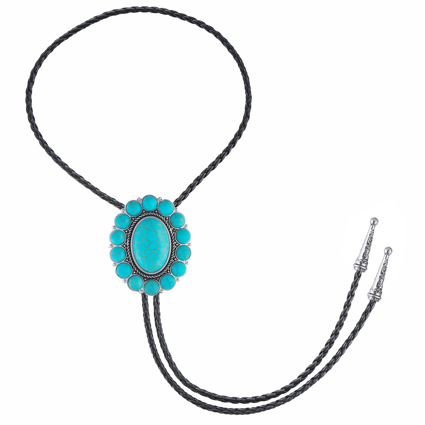 GelConnie Turquoise Bolo Tie for Women Cowboy Bolo Tie for Men Vintage Silver Bolero Ties Men Western Ties Natural Stone