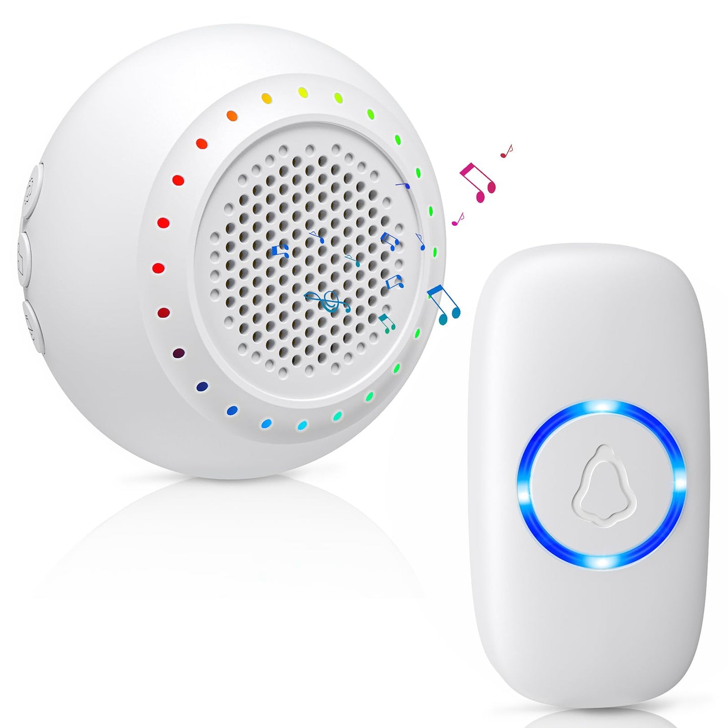 Wireless Doorbell • PHYSEN • Doorbell Chime Kits with 1 Transmitter 1 Receiver • Waterproof • Operating at 1000ft Range • 32 Ringtones • 4 Volume Levels • LED Flash • Door Bell for Home Classroom