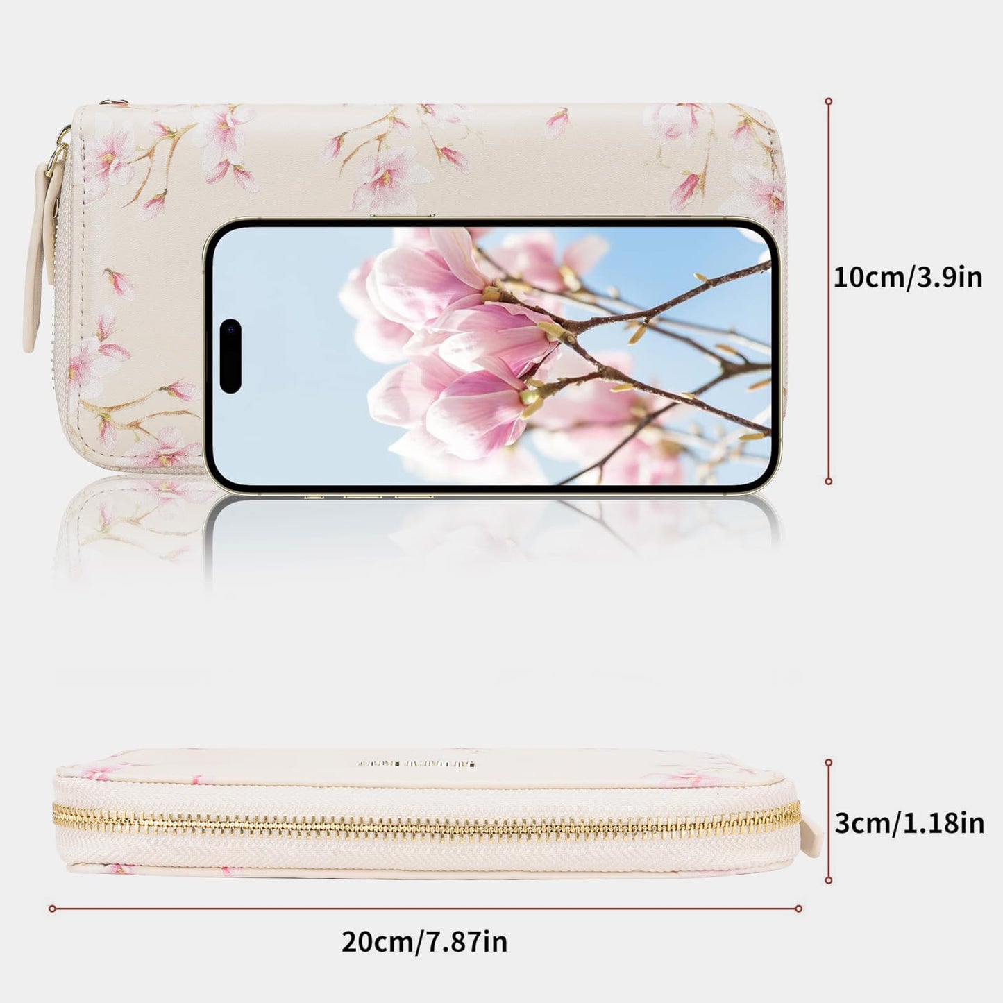 Pomelo Best Womens Wallet RFID Blocking Leather Multi Credit Card Zip Around Long Wallet Wristlet Large Capacity Travel for Ladies