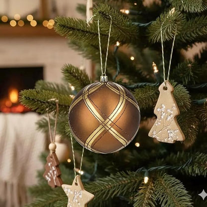 4.7" Large Plastic Christmas Balls Ornaments Set of 4, Glitter Shatterproof Christmas Bulbs Ornaments for Xmas Tree Decorations, Bronze & Brown Ornament for Tree, Mantel, Garland, Winter Holiday Decor