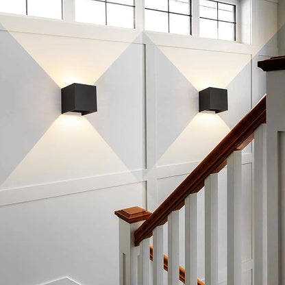 Outdoor Wall Lights & Indoor Wall Sconce,3000K/4000K/6500K Square Wall Sconces Lighting,4.33 In 1300LM Up Down Outdoor Wall Sconce Lights,ETL Listed,Adjustable Beam,Waterproof Rust-Resistant,1 Pack
