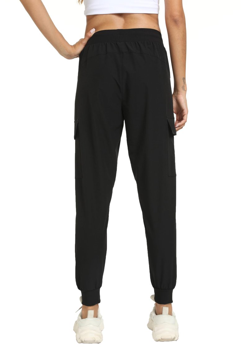 zsenoxaxi Women's Joggers Cargo Pants Lightweight Quick Dry Hiking Running Pants for Athletic Casual & Outdoor(Black,M)