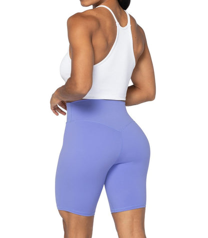 Sunzel 8" High Waist Biker Shorts for Women No Front Seam Soft Yoga Workout Gym Bike Shorts Tummy Control Squat Proof Purple