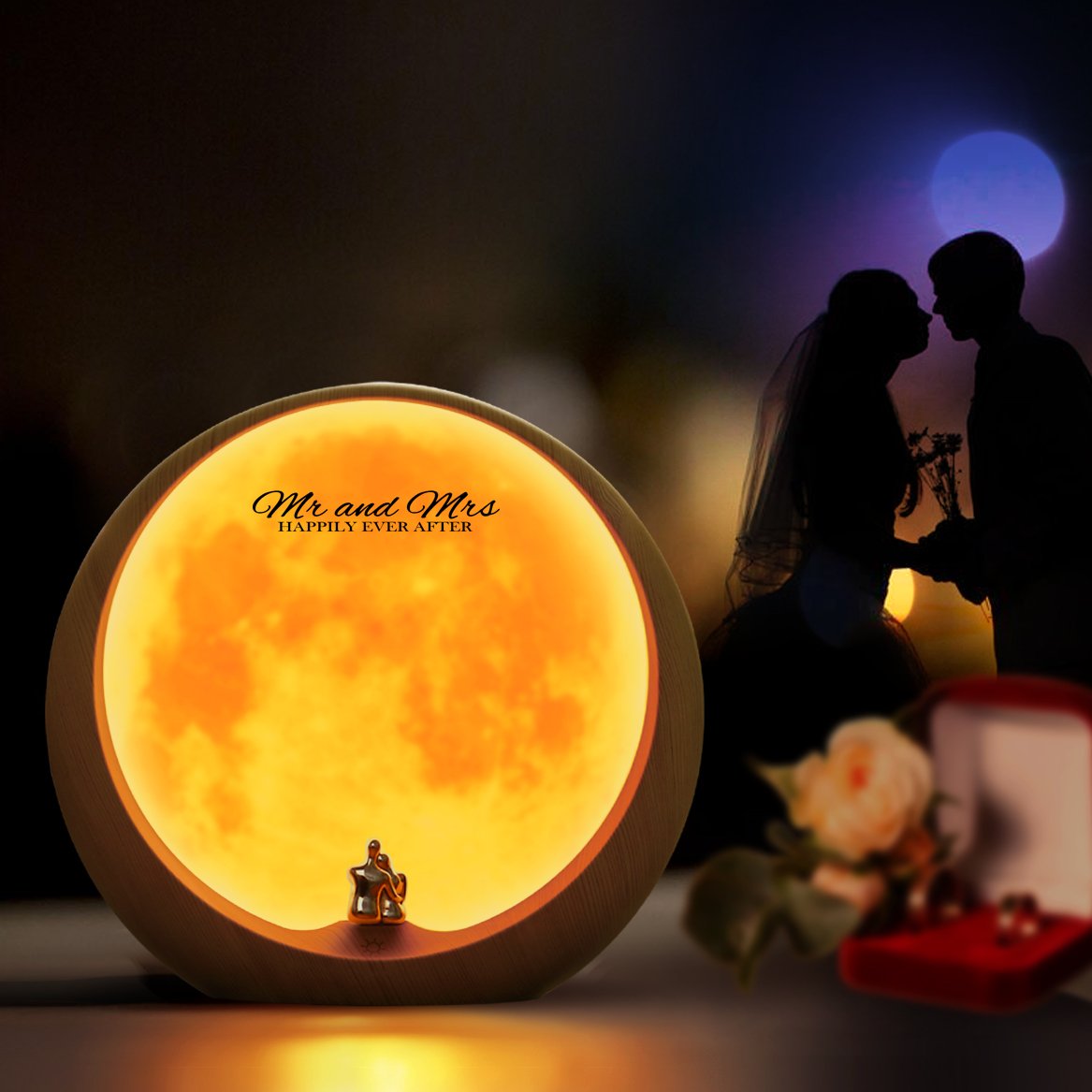 mamre Moon Ambient Light DIY Anniversary Wedding Valentines Day Gift Ideas Art Décor, Love Beneath The Red Moon