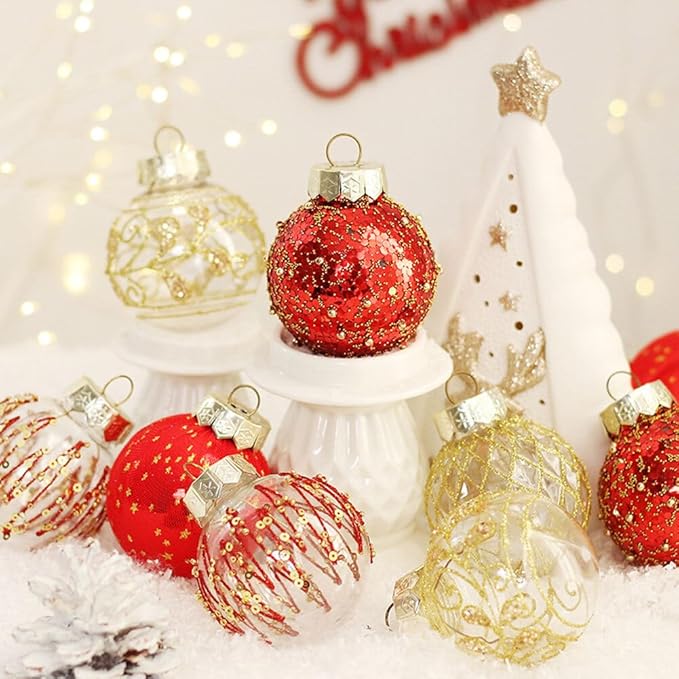25Pcs Christmas Ornaments Sets 2.36” Christmas Ball Ornaments Christmas Tree Ornaments Shatterproof Xmas Balls Bulbs for Holiday Wedding Party Christmas Tree Decoration（Black Gold）
