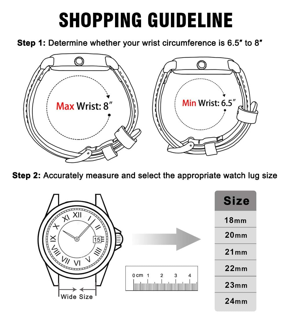 Ritche Genuine 24mm Leather Watch Band Compatible with Timex Expedition Fossil Seiko Classic Vintage Quick Realease Watch Bands for Men Women Black Watch Strap, White Elephant Gifts, Stocking Stuffers for Men, Father's Day gifts
