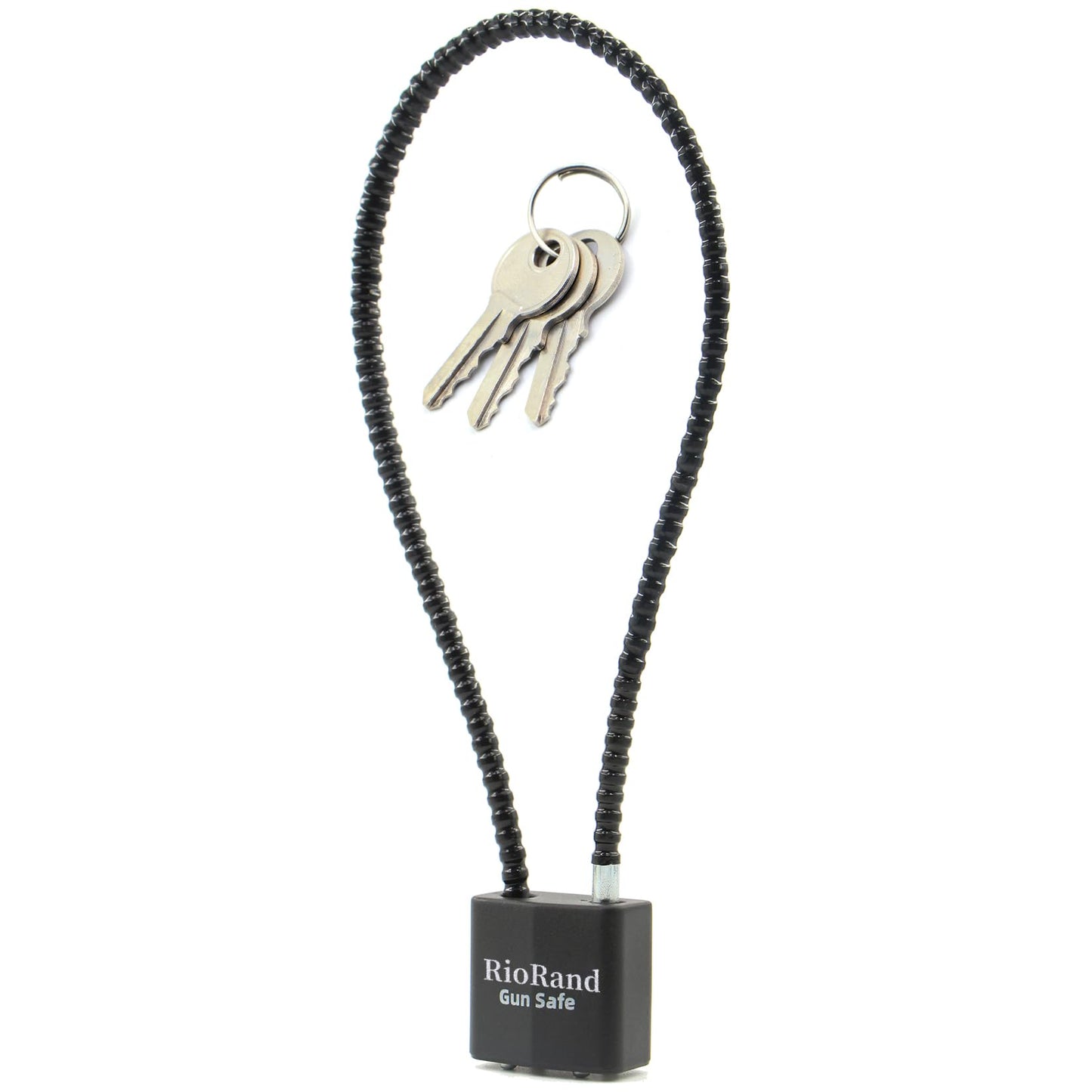 RioRand Keyed Alike Cable Gun Lock 8.5" & 15", Safety Lock Compatible with Pistols, Rifles & Shotguns for Home & Firearm Storage (Jet, 15 Inch, 8.5"/15" Cable Gun Lock Family)