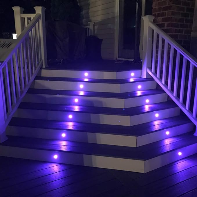 FVTLED Low Voltage Recessed RGBW Deck Light, 50pcs Φ1.22 RGB & Warm White Stainless Steel Waterproof Outdoor Step Lighting In-ground Landscape Pathway Patio Stair Decor Lamp, Black